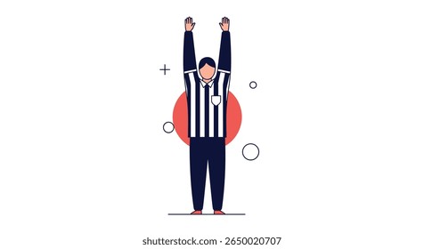 Referee signaling a touchdown or score in a sporting event demonstrating athletic competition judgment