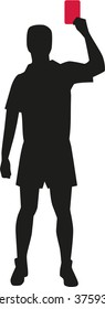 Referee silhouette holding a red card