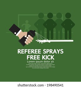 Referee Sprays Free Kick Vector Illustration