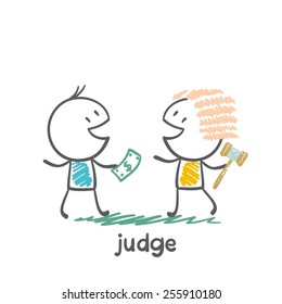 The referee takes the money from the client illustration
