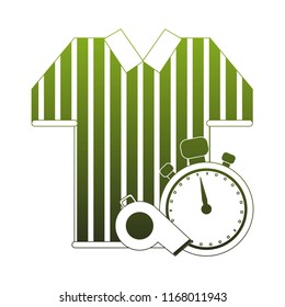 Referee tshirt and whistle with timer green lines