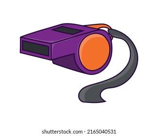 Referee whistle colored doodle vector illustration. Isolated on white background