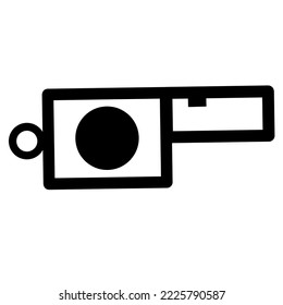 El icono del silbato del árbitro es negro sobre un fondo blanco. Silhouette de sonido fuerte para los deportes.