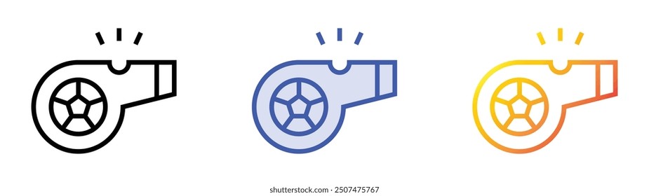 referee whistle icon. Linear, Blue Fill and Gradient Style Design Isolated On White Background