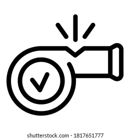 Referee whistle icon. Outline referee whistle vector icon for web design isolated on white background