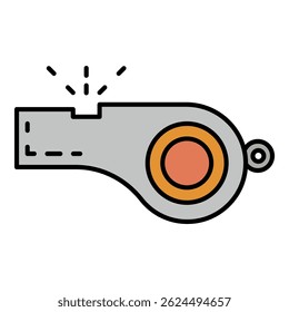 Referee whistle icon. Outline referee whistle vector icon color flat isolated on white