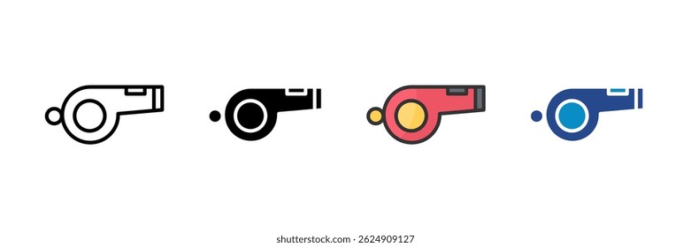 Referee Whistle Icon Set Multiple Style Collection