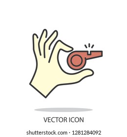 Referee whistle icon vector