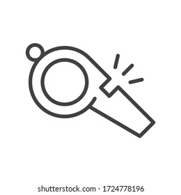 Referee whistle icon. Whistle vector flat sign design. Whistle symbol pictogram 