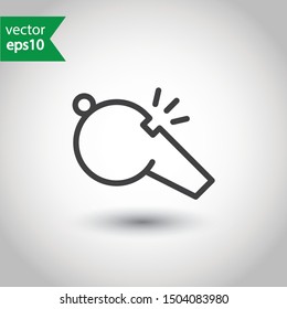 Referee whistle icon. Whistle vector sign. 