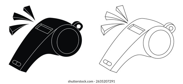 Referee whistle icon vector. Silhouette of referee whistle icon symbol for football and more plays.vector illustration.