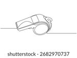 Referee Whistle Line Art Vector Illustration, Referee Whistle continuous line art drawing. Line Art Whistle A Continuous Line Illustration