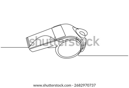 Referee Whistle Line Art Vector Illustration, Referee Whistle continuous line art drawing. Line Art Whistle A Continuous Line Illustration