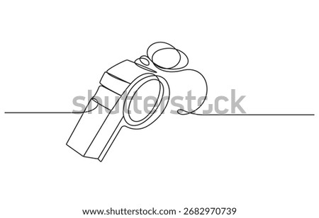 Referee Whistle Line Art Vector Illustration, Referee Whistle continuous line art drawing. Line Art Whistle A Continuous Line Illustration