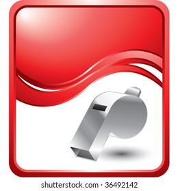 referee whistle on modern wave background