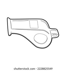 Referee whistle outline vector illustration, in trendy design style, isolated on white background. 3D icon from soccer football equipment collection. World Football Championship Cup.