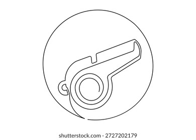 Referee whistle single line art minimal style illustration isolated