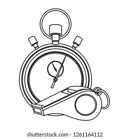 referee whistle and stopwatch