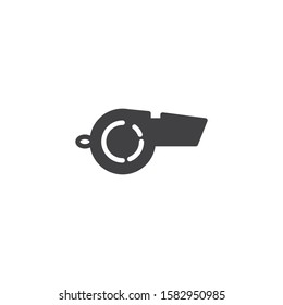 Referee whistle vector icon. filled flat sign for mobile concept and web design. Whistle glyph icon. Symbol, logo illustration. Vector graphics