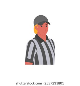 Referee, Women Career Flat Vector Illustration