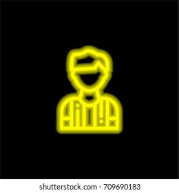 Referee yellow glowing neon ui ux icon. Glowing sign logo vector