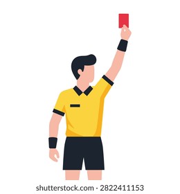 Referee in yellow shirt holding red card