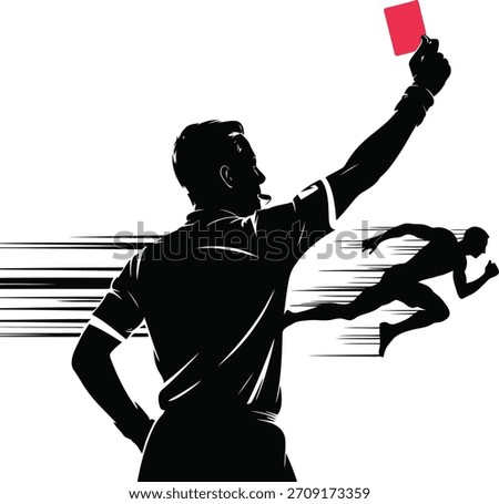 Referee's Red Card and Runner's Silhouette Sports Punishment and Action