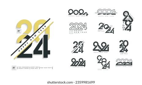 with reference to the big year 2024 followed by several different flat number concepts. new year 2024.