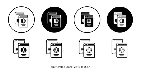 Reference data book for study icon. machinery technical repair or usage guide book or user manual with instruction symbol