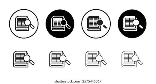 Reference data icon Thin line art collection