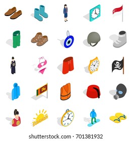 Reference icons set. Isometric set of 25 reference vector icons for web isolated on white background