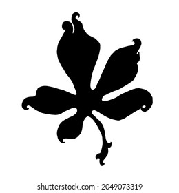 The reference of this image is a chestnut leaf. It is stylized in a soft, streamlined shape with curls, but still has a recognizable shape.