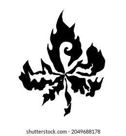 The reference of this image is a chestnut leaf. Stylization with flames