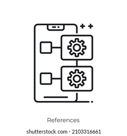 Referenzen-Symbol Konkretes Stildesign einzeln auf weißem Hintergrund