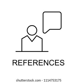 references line icon. Element of human resources signs with name for mobile concept and web apps. Thin line references line icon can be used for web and mobile on white background