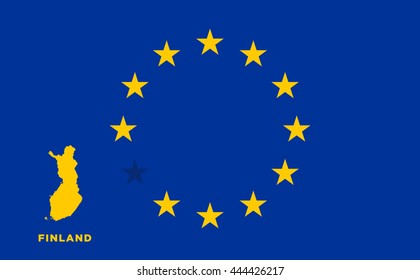 Referendum of the Finland membership of the European Union. EU flag with the country of Finland. The concept of leaving EU. Vector illustration