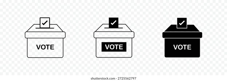 Icono de referéndum Elementos Ilustración vectorial. Vector de signo de estilo plano. Iconos de votación, trazo editable. Conjunto de contorno de Vector de icono de urna de votación. Iconos de votación Icono de colecciones Votos mínimos de casting 