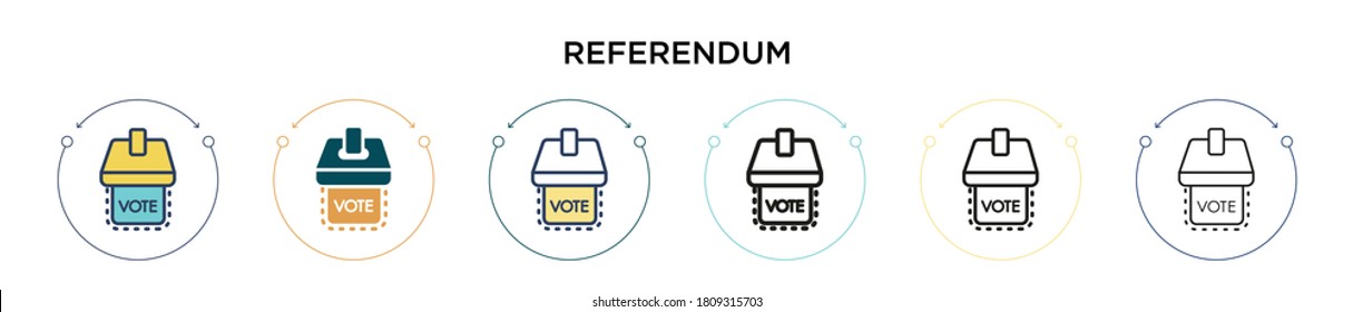 Referendum icon in filled, thin line, outline and stroke style. Vector illustration of two colored and black referendum vector icons designs can be used for mobile, ui, web