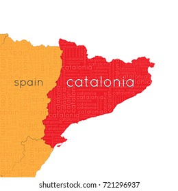 Referendum in Spain. Map of Spain. Independent Catalonia. A cloud of words. Vector illustration