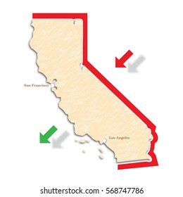 The referendum in the United States on California's independence. Calexit - secede California. California campaign for independence. The question and the unknown. Vector illustration