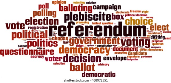 Referendum word cloud concept. Vector illustration