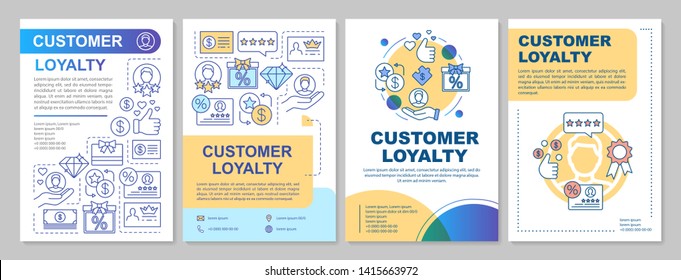Referral customer loyalty brochure template layout. Flyer, booklet, leaflet print design with linear illustrations. Vector page layouts for magazines, annual reports, advertising posters