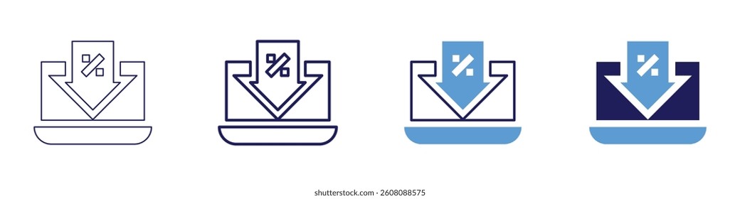 Referral discount icon in 4 different styles. Thin Line, Line, Bold Line, Duotone. Duotone style. Editable stroke.
