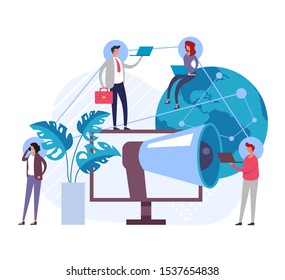 Referral global marketing concept. Vector flat graphic design illustration