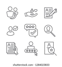 Referral Job Reference Icon Set with recommendations, & performance review, etc