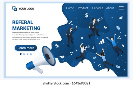 Referral marketing concept, refer a friend, promotion method with characters. Can use for landing page, web banner, infographics, web template. Vector illustration