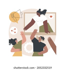 Referral program abstract concept vector illustration. Referral marketing method, friend recommendation, acquire new customer, product promotion, social media influencer, loyalty abstract metaphor.