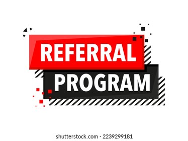 Referral Program Announcement Megaphone Label. Loudspeaker speech bubble.