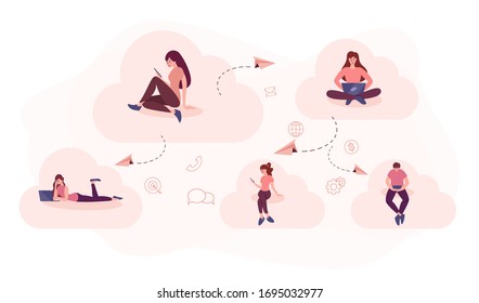 Referral program concept. Idea of global community. Referral marketing and business partnership, referral program strategy and development. Vector illustration