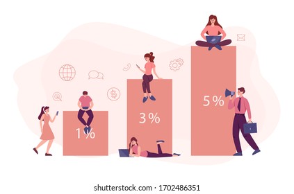 Referral program concept. Idea of referring friends to raise a profit. Referral program strategy and development. Vector illustration